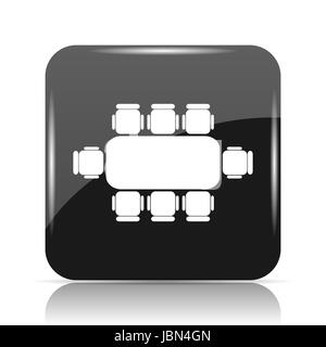 Business meeting table icon. Internet button on white background. Stock Photo