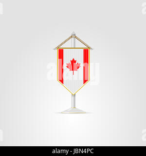 Pennon with the flag of Canada. Isolated vector illustration on white. Stock Photo