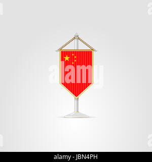 Pennon with the flag of China. Isolated vector illustration on white. Stock Photo