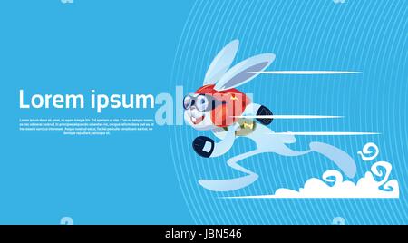 Cartoon Rabbit Sporty Running Banner With Copy Space Stock Vector