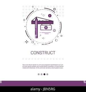Crane Building Construction Engineering Web Banner With Copy Space Stock Vector