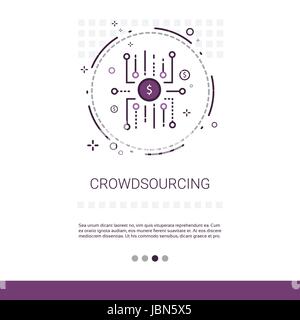 Crowdsourcing Business Resources Crowdfunding Web Banner With Copy Space Stock Vector