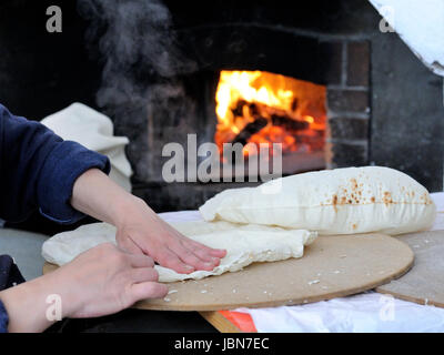 The Carasau is a typical Sardinian bread, spread all over the island is known as the Italian Music of paper. Stock Photo