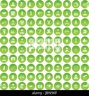 100 human resources icons set green circle isolated on white background vector illustration Stock Vector