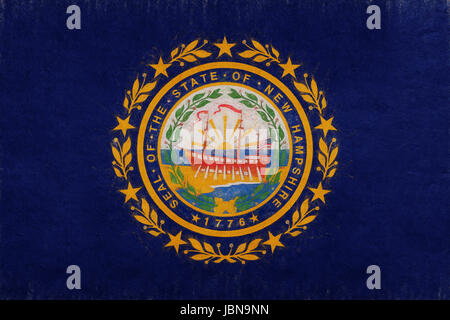 Illustration of the flag of New Hampshire state in America with a grunge look. Stock Photo