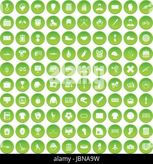 100 mens team icons set green circle isolated on white background vector illustration Stock Vector