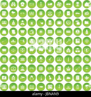 100 police icons set green circle isolated on white background vector illustration Stock Vector