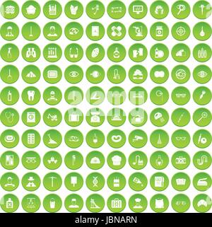 100 profession icons set green circle isolated on white background vector illustration Stock Vector