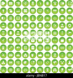 100 security icons set green circle isolated on white background vector illustration Stock Vector