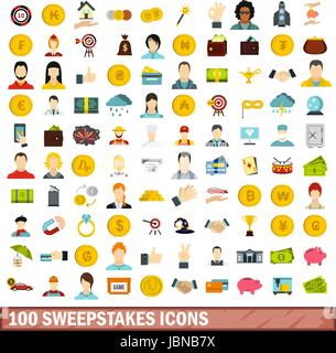 100 sweepstakes icons set in flat style for any design vector illustration Stock Vector
