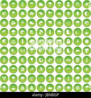 100 weapons icons set green circle isolated on white background vector illustration Stock Vector