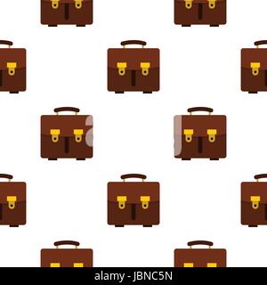 Brown leather briefcase pattern seamless background in flat style repeat vector illustration Stock Vector