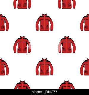 Red sweatshirt with a zipper pattern seamless background in flat style repeat vector illustration Stock Vector