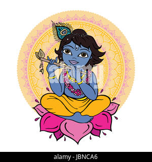 Hindu God Krishna. Vector hand drawn illustration Stock Photo - Alamy