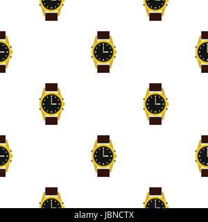 Wrist watch pattern seamless background in flat style repeat vector illustration Stock Vector