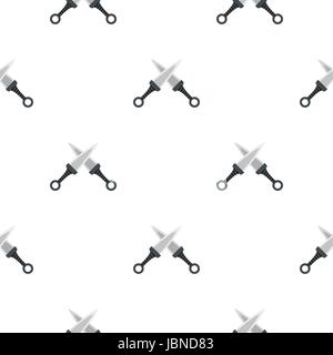 Steel throwing knives pattern seamless background in flat style repeat vector illustration Stock Vector