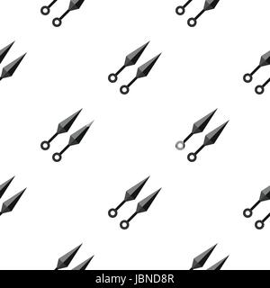 Kunai, ninja weapon pattern seamless background in flat style repeat vector illustration Stock Vector