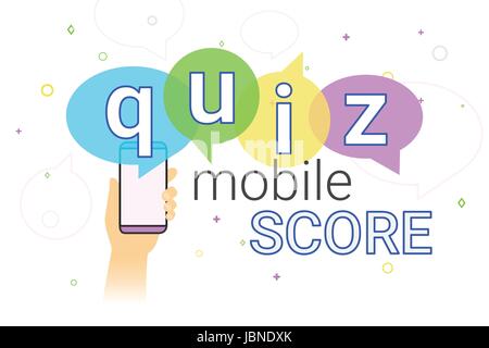 Mobile quiz interview and online high score game on smartphone concept illustration Stock Vector