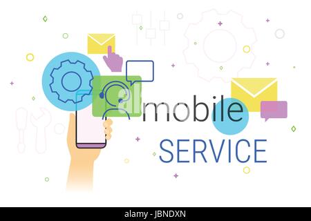 Mobile service and technical support on smartphone concept illustration Stock Vector