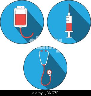 medicine icon flat set. World blood donor day, Doctor day. Stickers for site design. Medical concept. Stock Vector