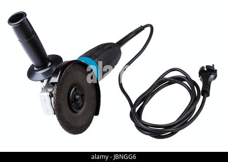small angle grinder with abrasive disk isolated on a white background Stock Photo