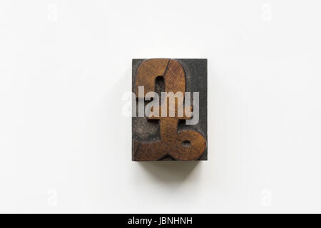 Letterpress Pound sign printing block isolated on a white background ...