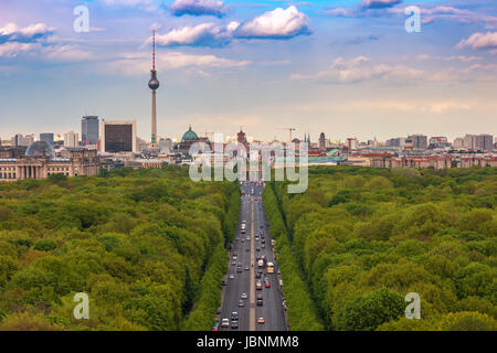 Berlin city skyline and Tiergarten, Berlin, Germany Stock Photo
