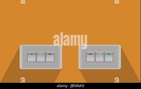 Wall electricity button switch Vector and illustration Stock Vector