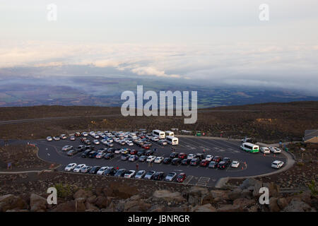 Parking Lot at Haleakala Crater after Sunrise Stock Photo - Alamy
