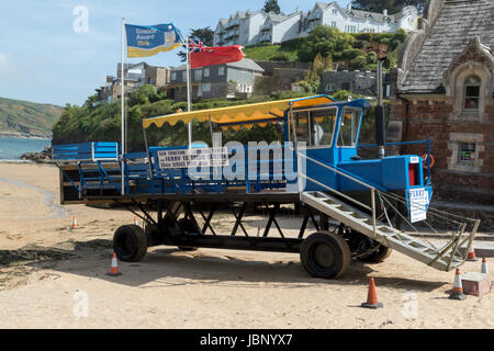 Sea tractor at South Sands beach in South Devon Stock Photo