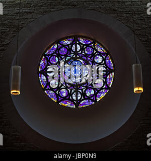 Stain Glass Round Window at a church in West Houston TX Stock Photo