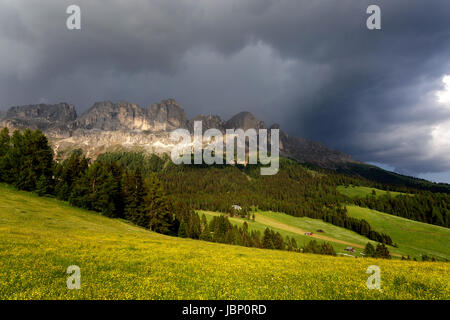 Dramatic stormy weather and the view over the mountains, Dolomites, Italy. Stock Photo