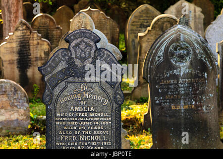 A graveyard on the valley side above Hebden Bridge, Calderdale,  West Yorkshire, Englan, UK Stock Photo