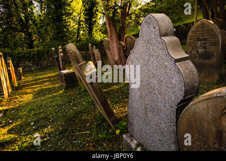 A graveyard on the valley side above Hebden Bridge, Calderdale,  West Yorkshire, Englan, UK Stock Photo