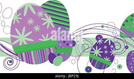 Easter Eggs in Purple with abstract design on a white Stock Vector