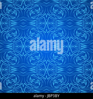 Abstract seamless pattern in blue with sharp line ornament Stock Photo