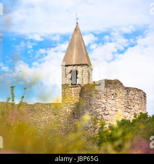 Church of the Holy Trinity, which contains famos late-medieval Danse Macabre fresco. Slovenia, Europe. Stock Photo