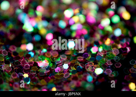 Glitter Bokeh Confetti On Black Background Stock Photo