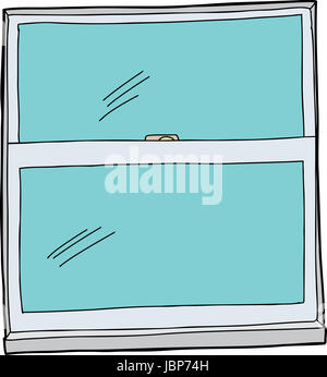 Modern closed vinyl window cartoon on white background Stock Photo - Alamy