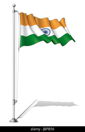 India Flag Waving Vector Illustration on White Background. India ...