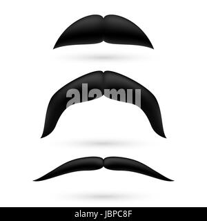 A set of three black moustache on white background. Stock Photo