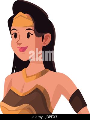 cartoon female warrior with a spear Stock Vector