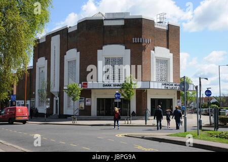 Broadway Cinema, Letchworth Garden City, Hertfordshire, is a grand Art Deco building which was built in 1935. Stock Photo