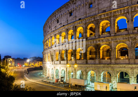 View of Colosseum in Rome at sunrise, Italy, Europe Stock Photo