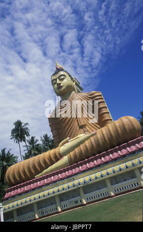 Asien, Indischer Ozean, Sri Lanka, Ein tGoldiger Buddha beim Kuestendorf Matara an der Suedkueste von Sri Lanka. (URS FLUEELER) Stock Photo
