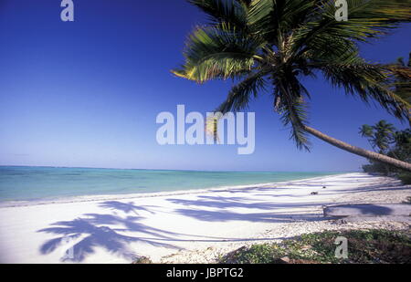 Ein Traumstrand in Bwejuu im osten der Insel Zanzibar im Indischen Ozean in Tansania in Afrika. Stock Photo
