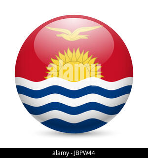 Flag of Kiribati as round glossy icon. Button with flag design Stock Photo