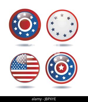 United States Flag Glossy Buttons Stock Vector