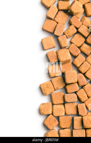 brown sugar cubes on white background Stock Photo