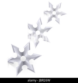 Metal shuriken with six tips on the white background Stock Photo